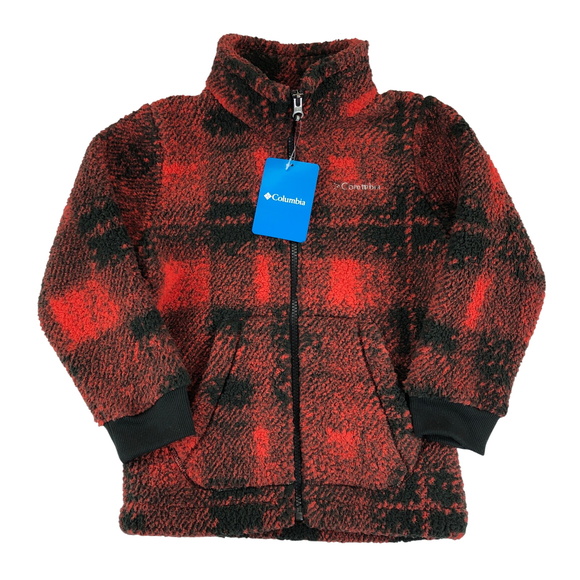 Columbia Rugged Ridge II Sherpa Full Zip Jacket Youth XS (6-7) Red Black Plaid‎ - Picture 1 of 9